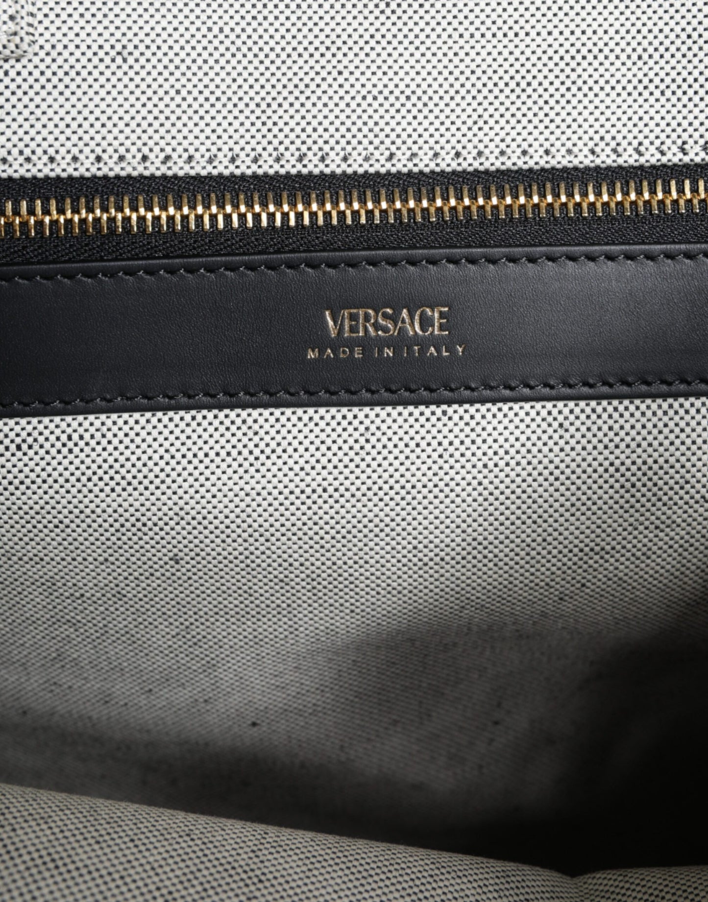 White Top Handle Canvas Leather Logo Crossbody Tote Bag Bags Versace