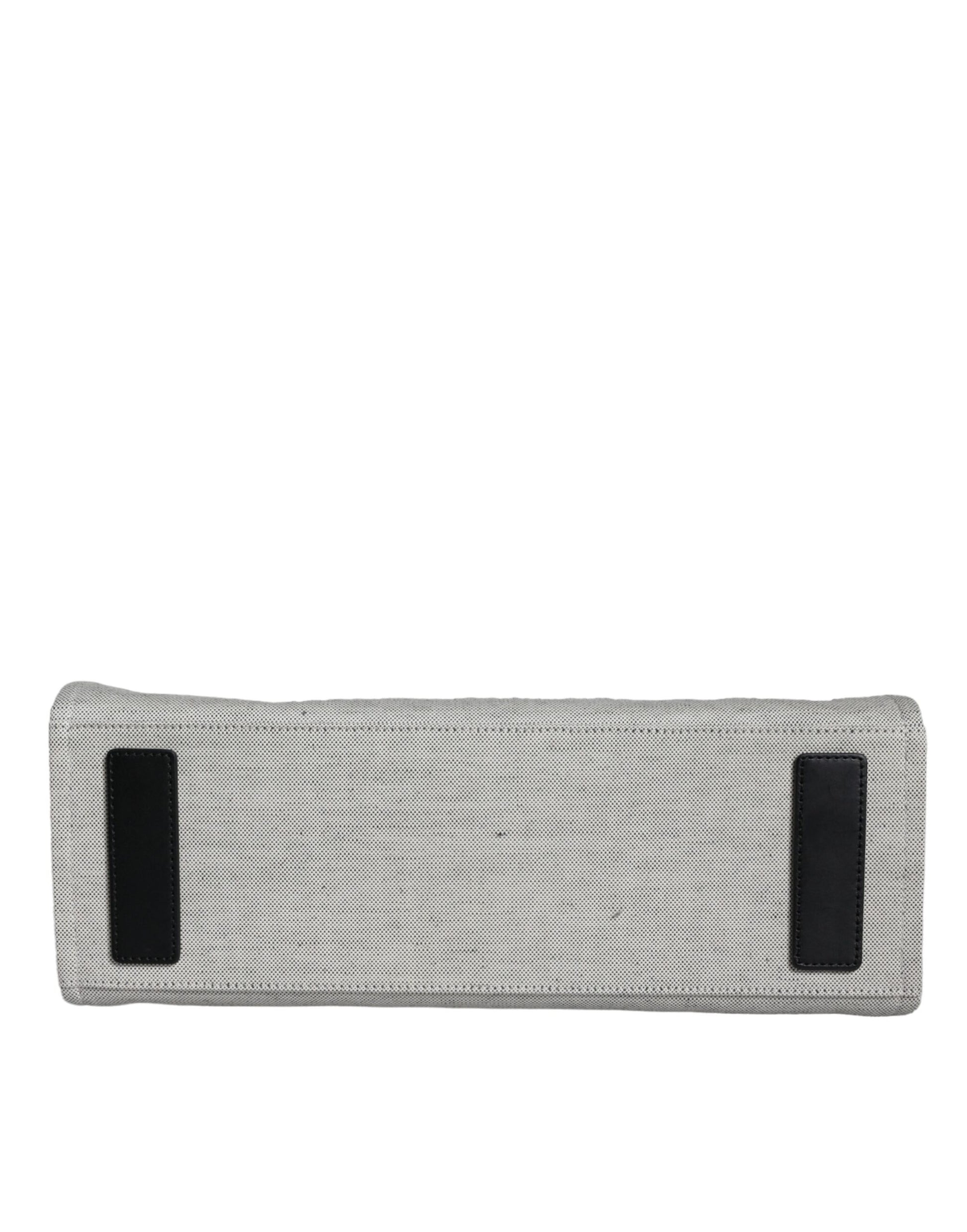 White Top Handle Canvas Leather Logo Crossbody Tote Bag Bags Versace