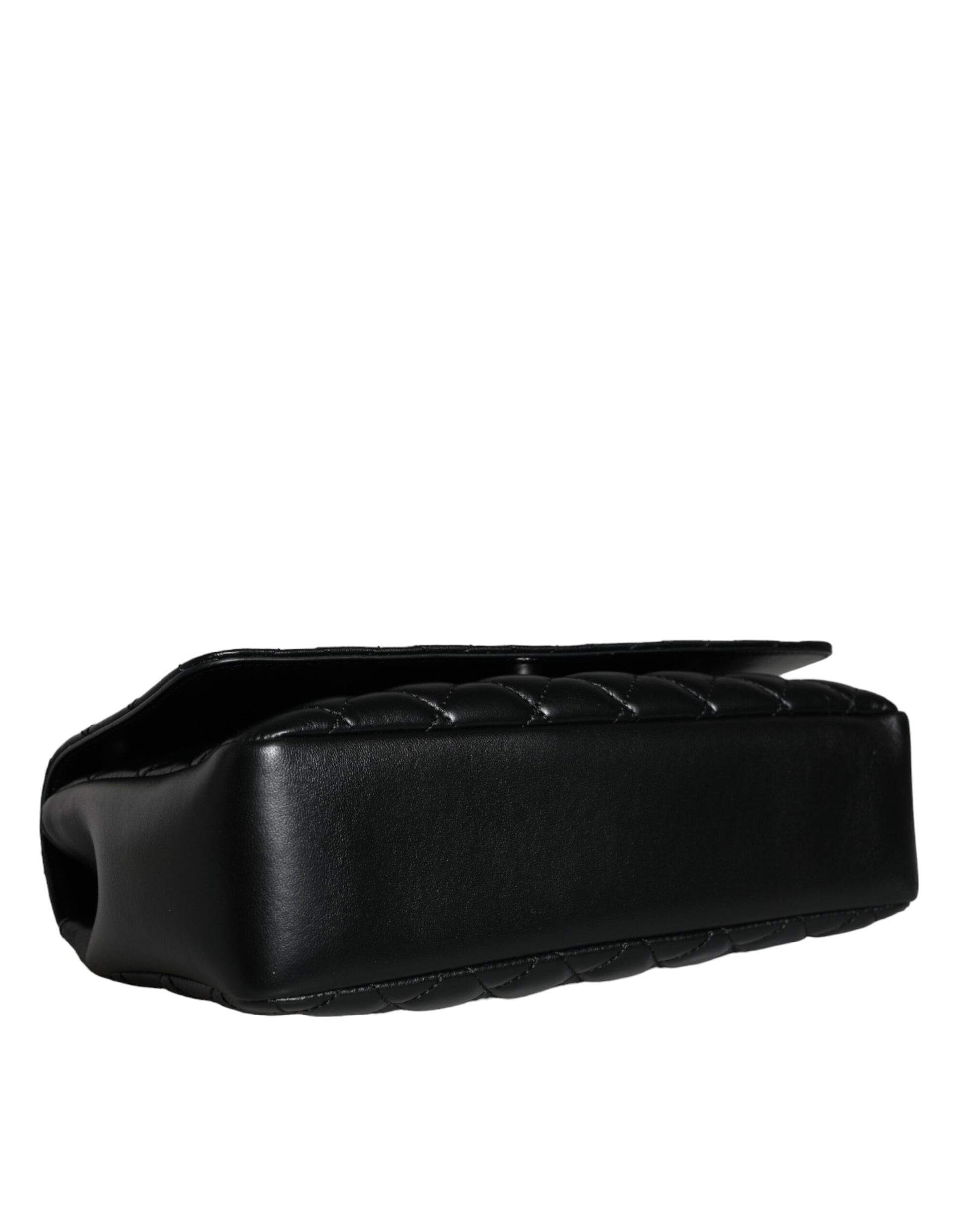 Black Quilted Lambskin Leather Crossbody Shoulder Bag Bags Versace