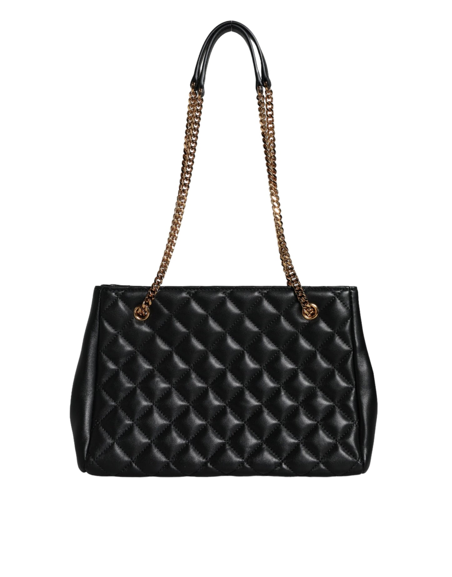 Black Quilted Nappa Leather Shoulder Chain Strap Bag Bags Versace