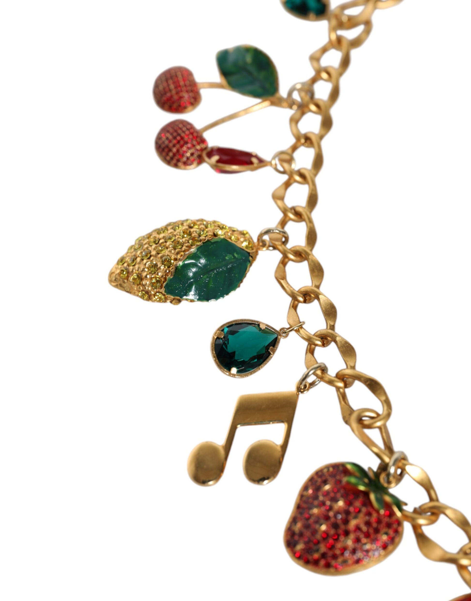 Gold Tone Brass Fruity Crystal Embellished Waist Chain Belt Belt Dolce & Gabbana