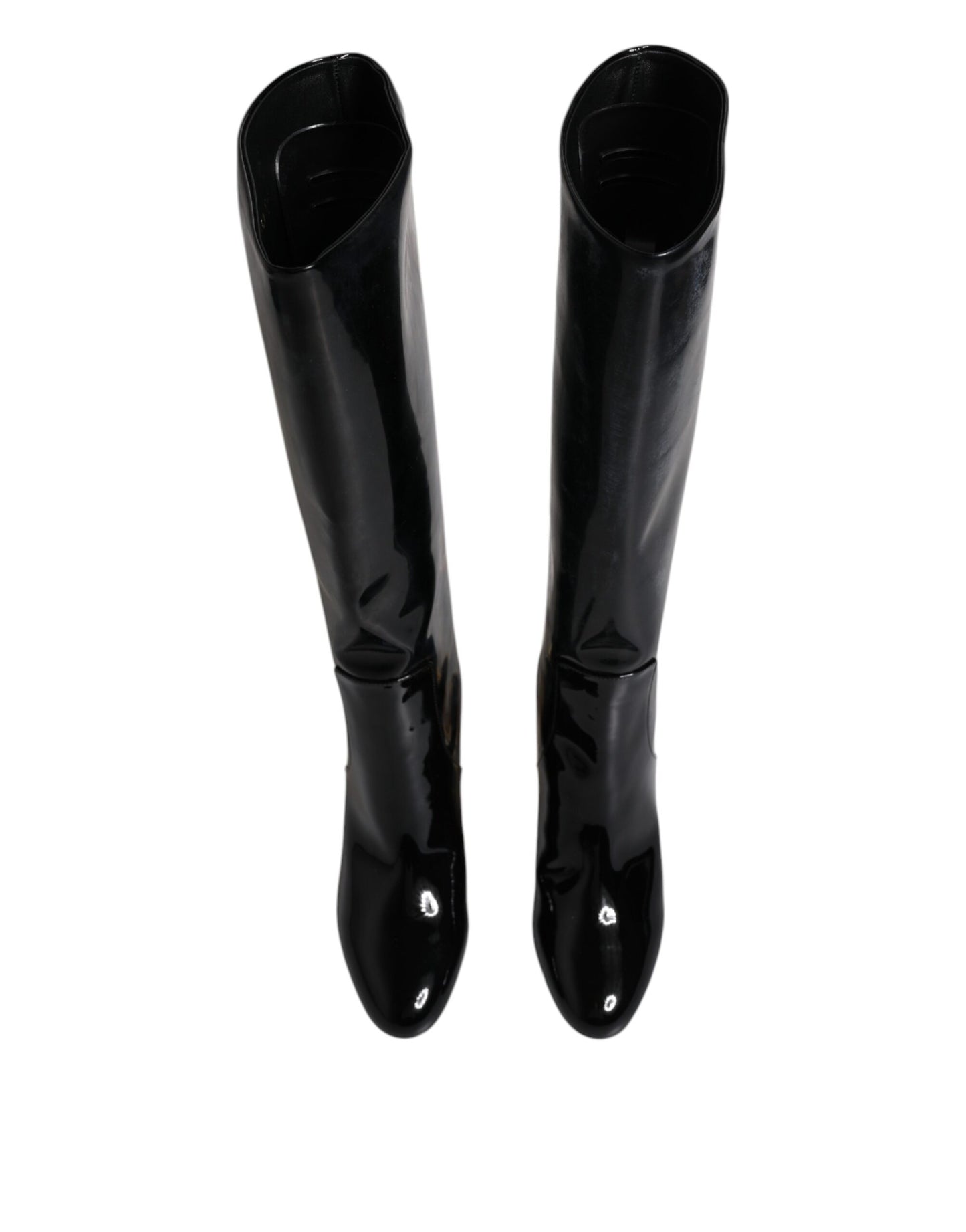 Black Patent Leather Vally High Boots Shoes Shoes Dolce & Gabbana