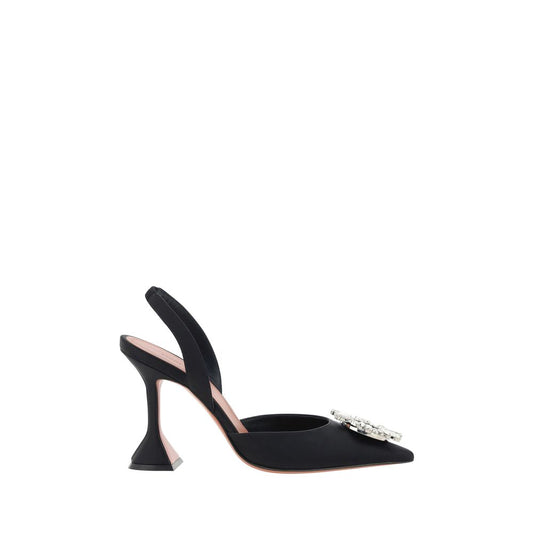 Black Calf Leather Bos Taurus High Heel Pumps Shoes Amina Muaddi