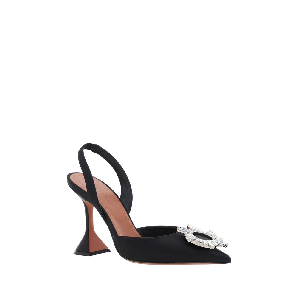 Black Calf Leather Bos Taurus High Heel Pumps Shoes Amina Muaddi