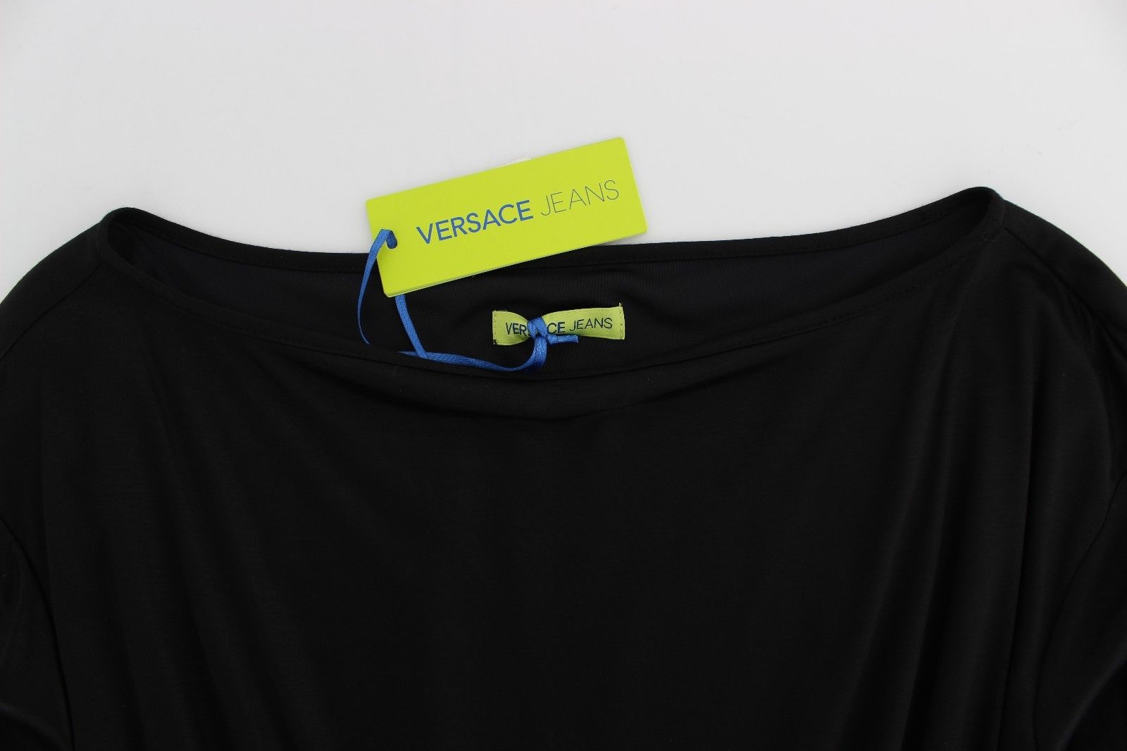 Black Modal Silk Shift Knee Dress Dress Versace Jeans