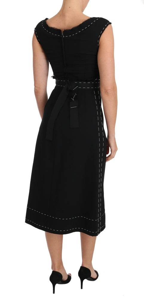 Black Wool Stretch A-line Sheath Dress Dress Dolce & Gabbana