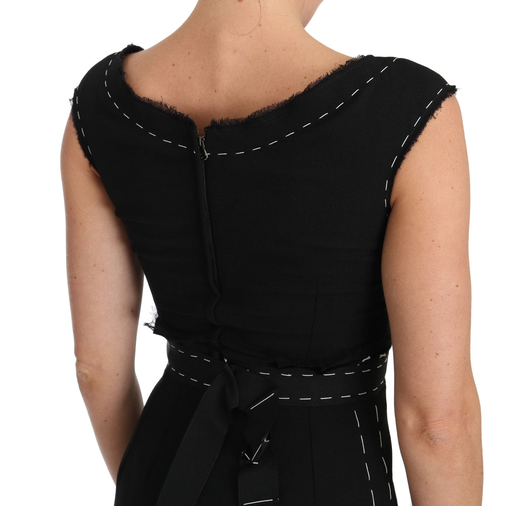 Black Wool Stretch A-line Sheath Dress Dress Dolce & Gabbana
