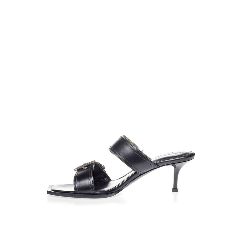 Elevate Your Steps in Timeless Black Leather Sandals Shoes Alexander McQueen