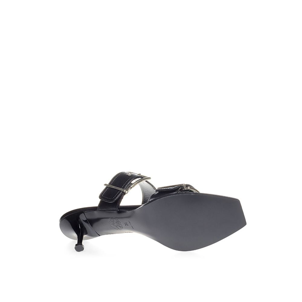 Elevate Your Steps in Timeless Black Leather Sandals Shoes Alexander McQueen