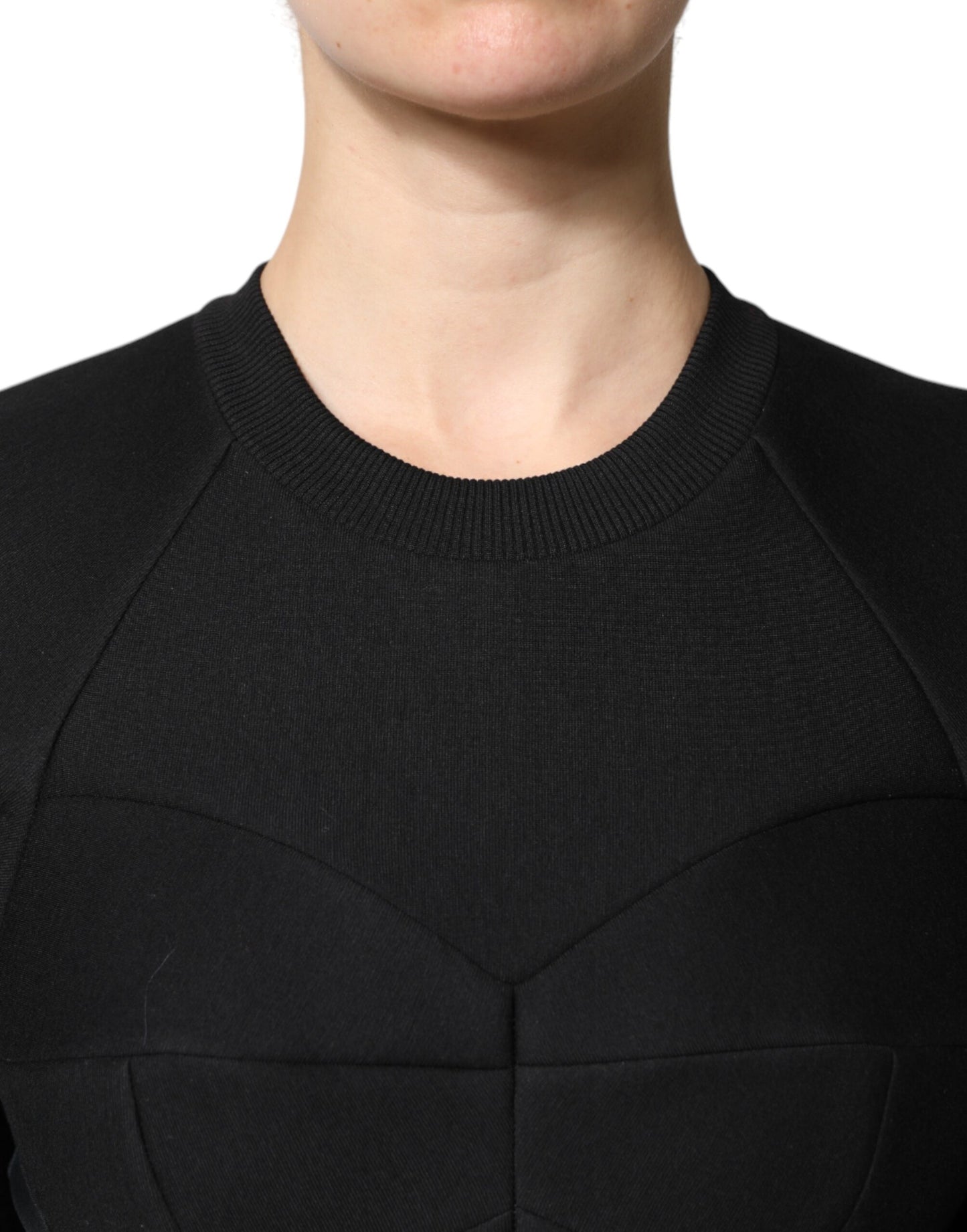 Black Cotton Long Sleeves A-line Mini Dress Dress Dolce & Gabbana