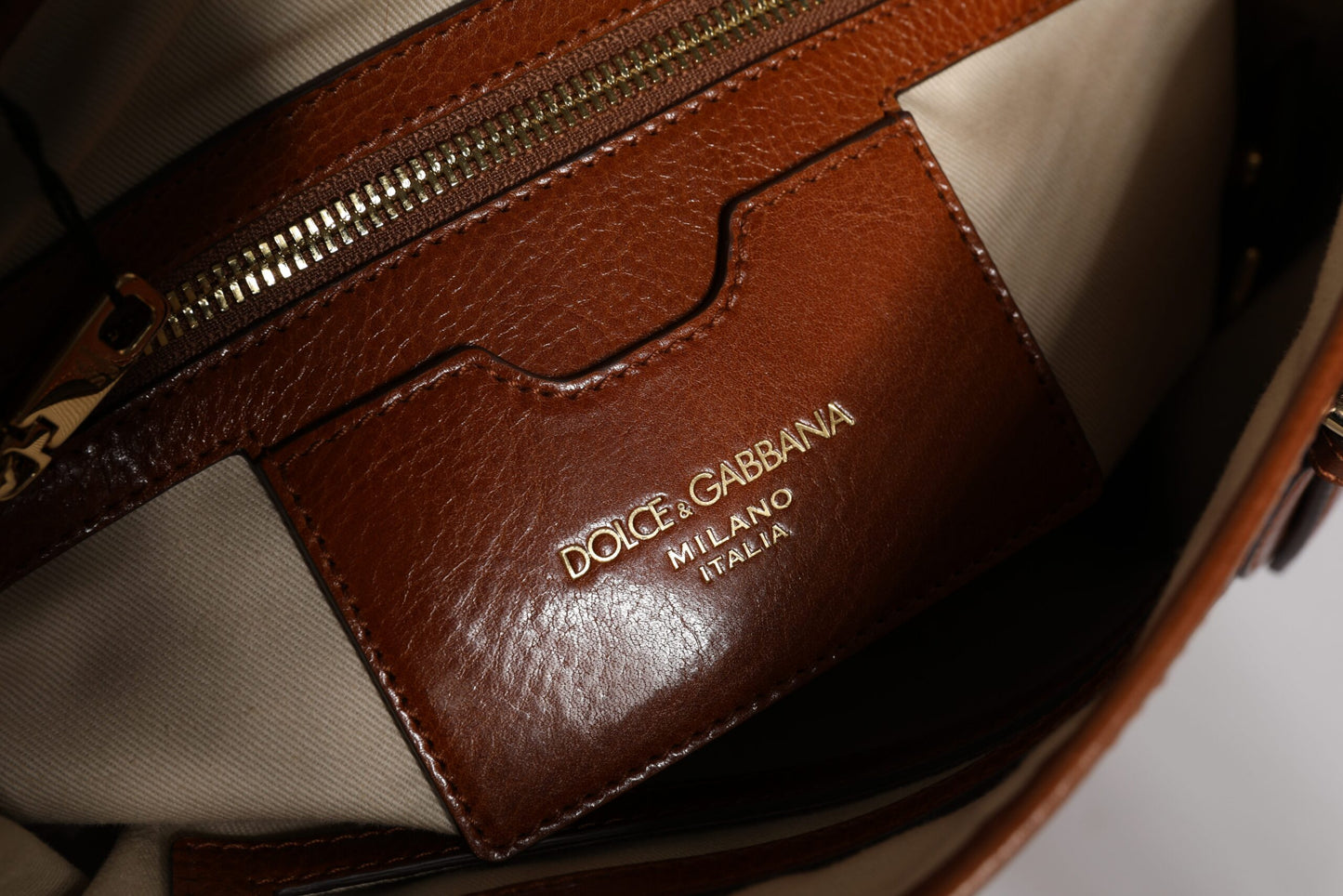 Brown Leopard Leather Shoulder Strap Tote Bag Bags Dolce & Gabbana