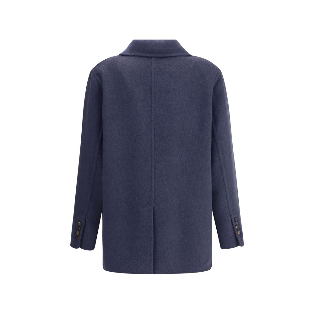 Blue Cashmere Coat Coats Brunello Cucinelli