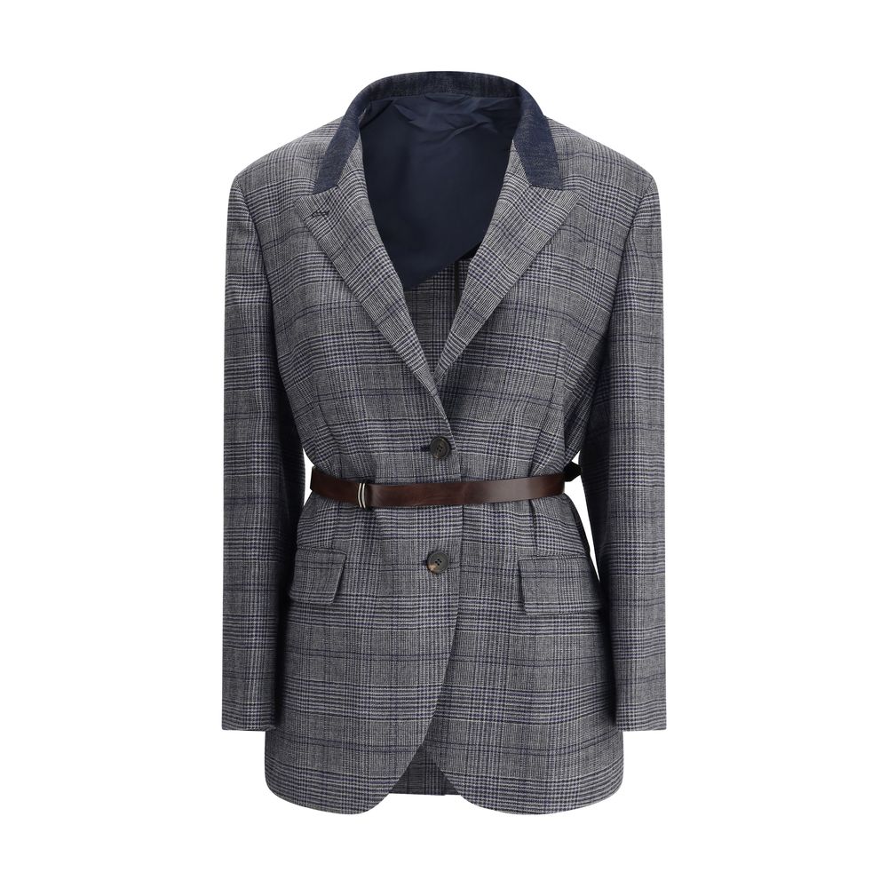 Gray Fleece Wool Blazer Blazer Brunello Cucinelli