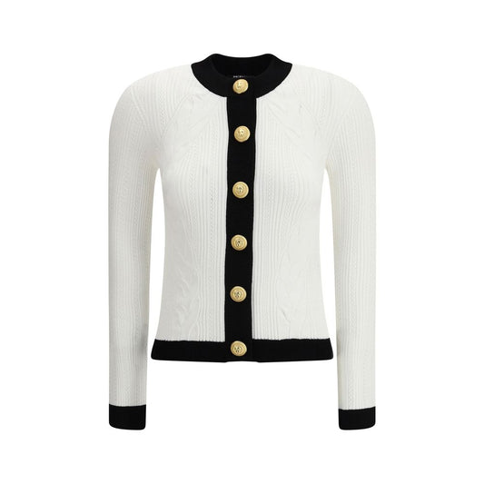 White Viscose Cardigan Knitwear Balmain