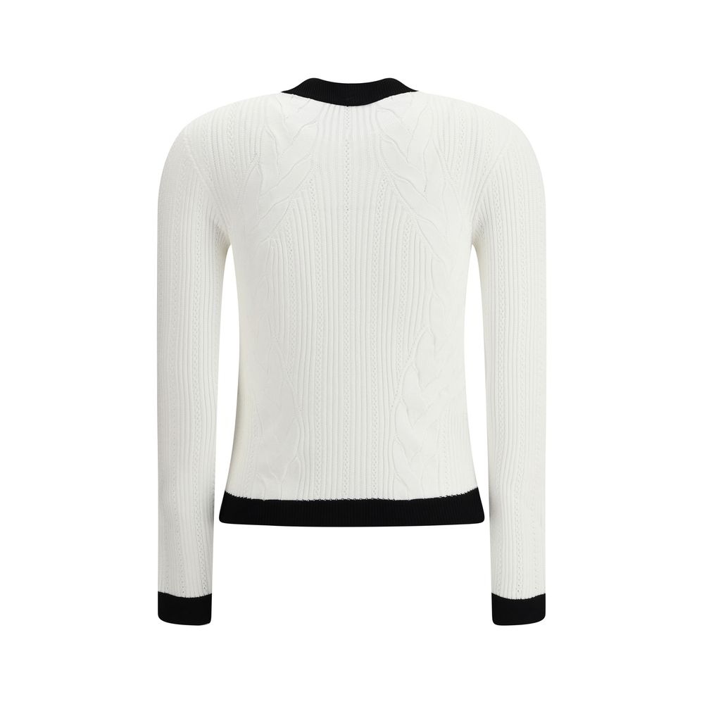 White Viscose Cardigan Knitwear Balmain