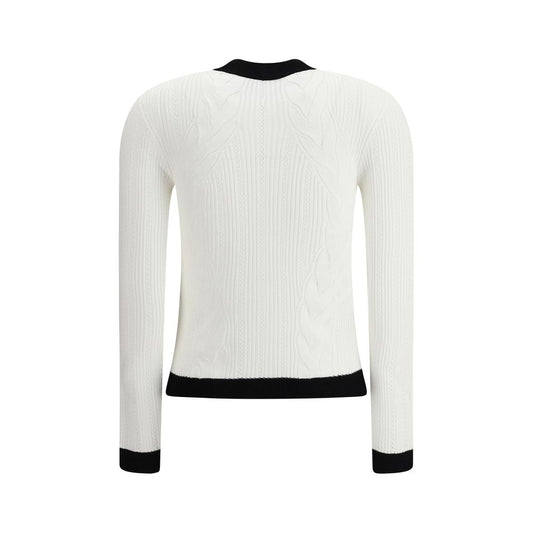 White Viscose Cardigan Knitwear Balmain