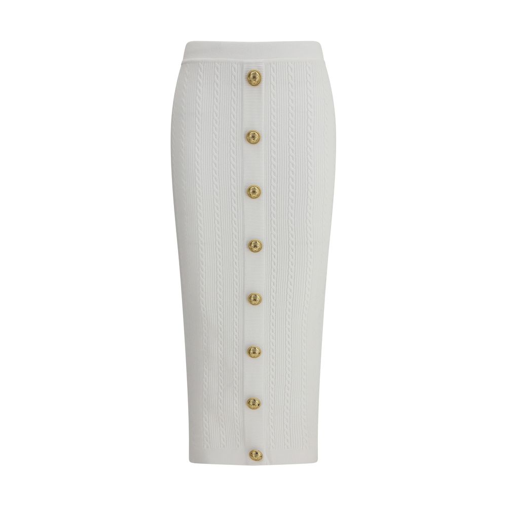 White Viscose Midi Skirt Skirts Balmain