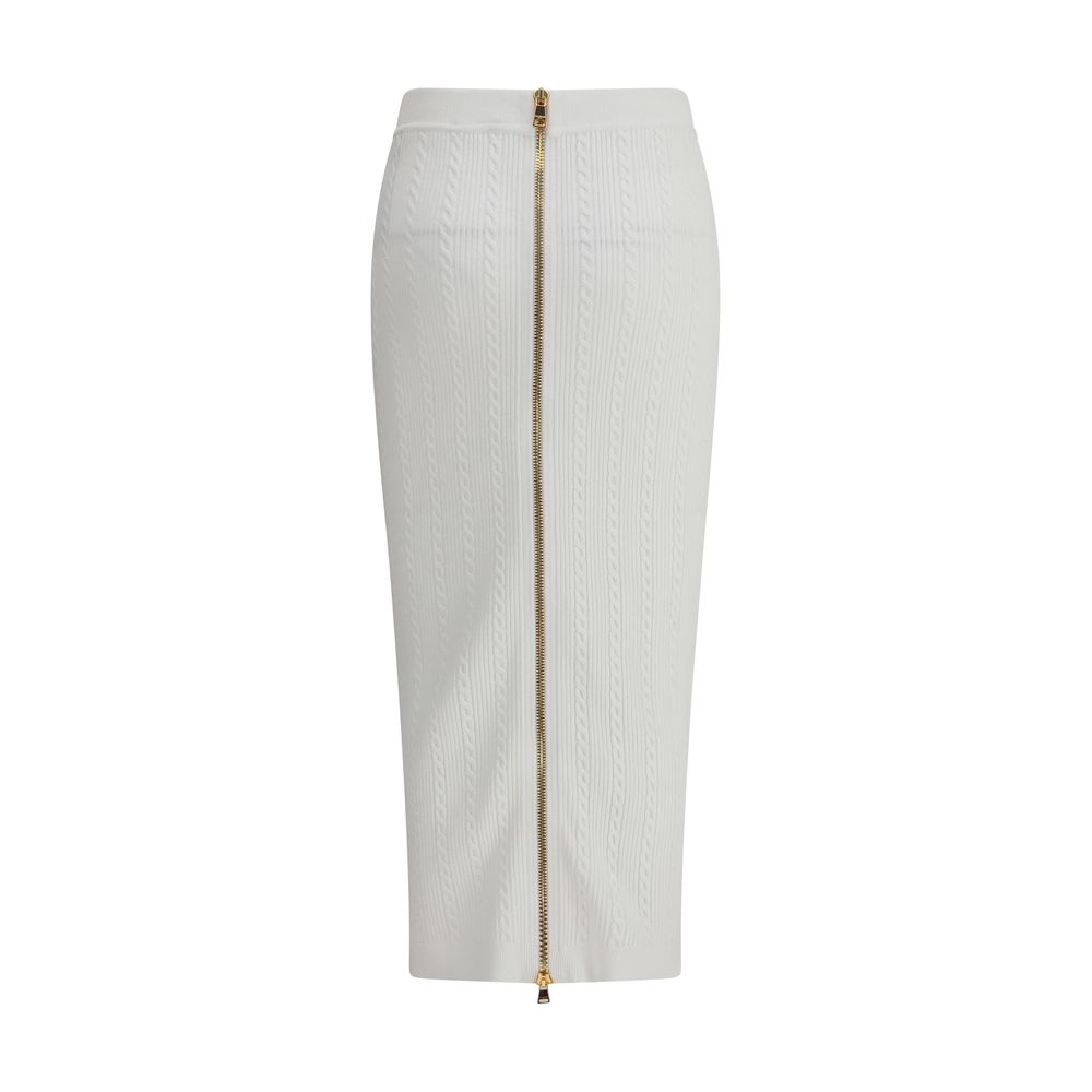 White Viscose Midi Skirt Skirts Balmain