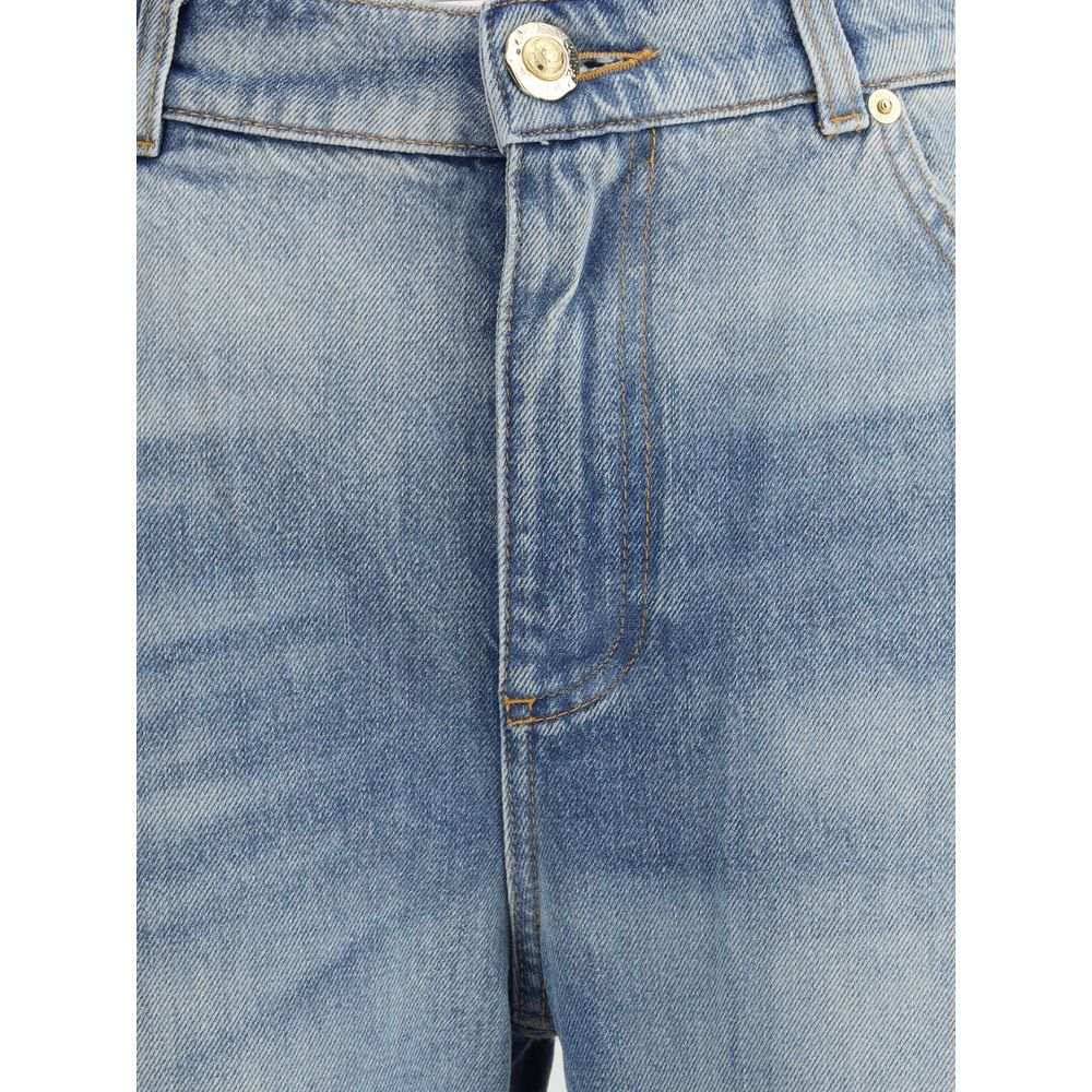 Blue Cotton Flared Jeans Pants Balmain