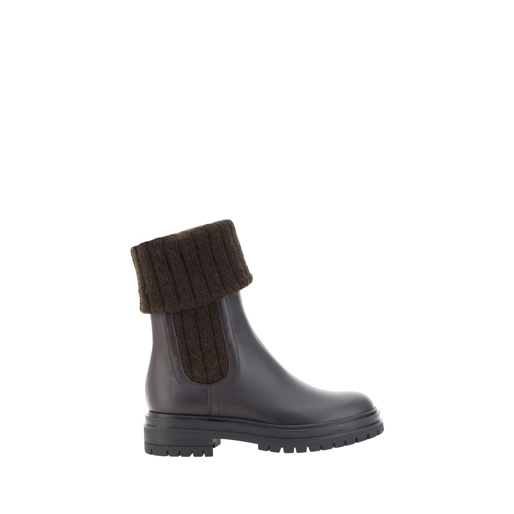 Black Calf Leather Bos Taurus Ankle Boots Shoes Gianvito Rossi