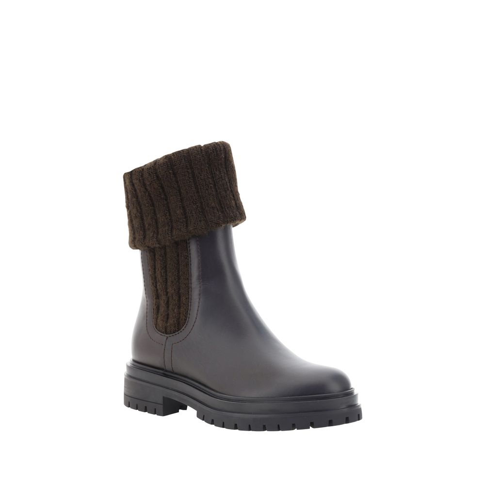 Black Calf Leather Bos Taurus Ankle Boots Shoes Gianvito Rossi