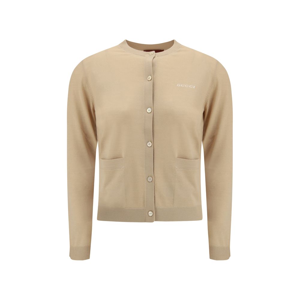 Beige Cashmere Cardigan Knitwear Gucci