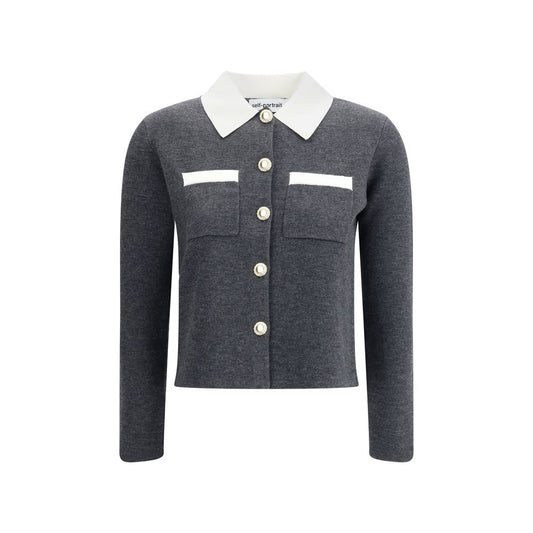 Gray Wool Cardigan Knitwear Self-Portrait