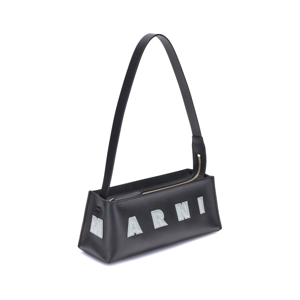 Black Calf Leather Bos Taurus Shoulder Bag Bags Marni
