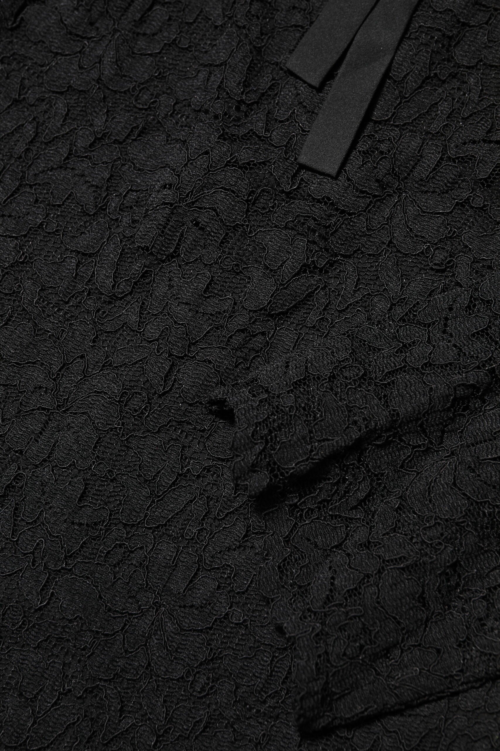 Black Nylon Lace Long Sleeve Blouse Top Blouses Dolce & Gabbana