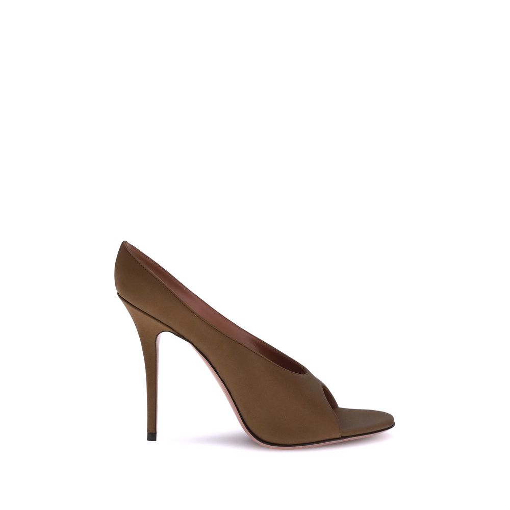 Brown Calf Leather Bos Taurus High Heel Pumps Shoes Amina Muaddi