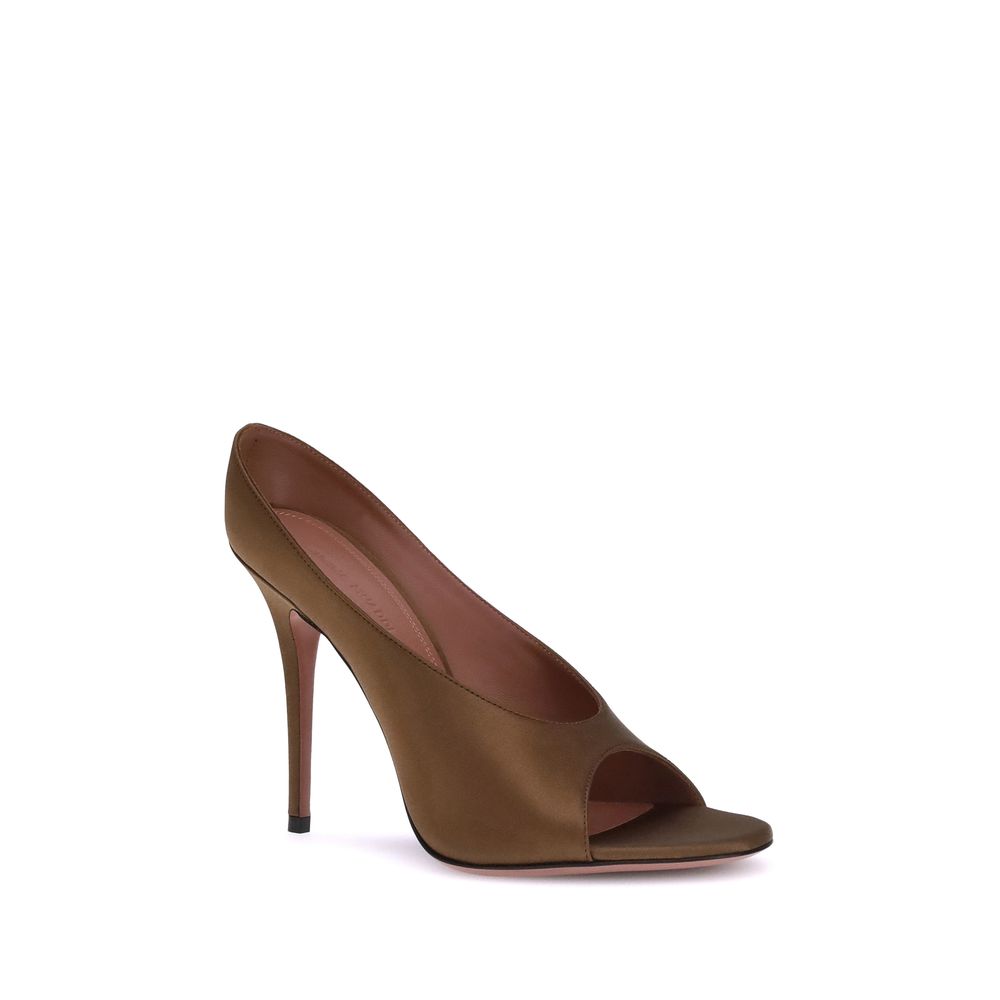 Brown Calf Leather Bos Taurus High Heel Pumps Shoes Amina Muaddi
