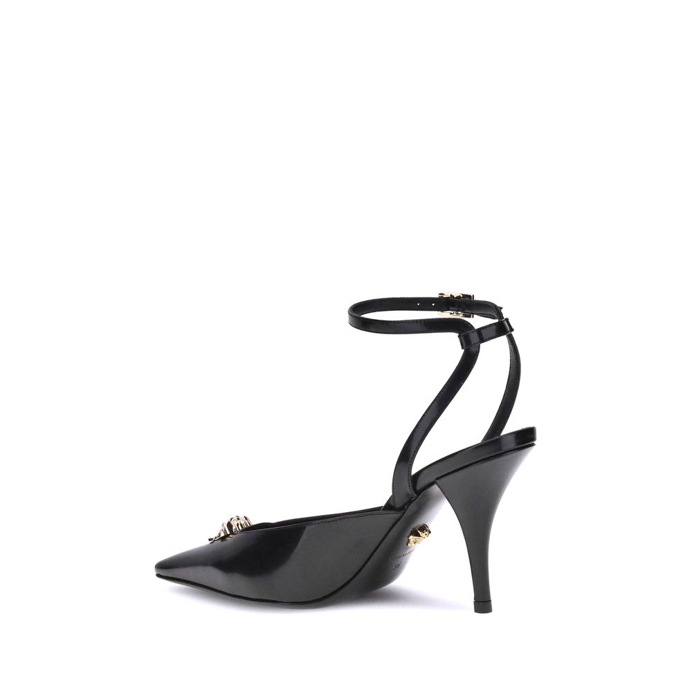 Black Calf Leather Bos Taurus Pumps Shoes Versace