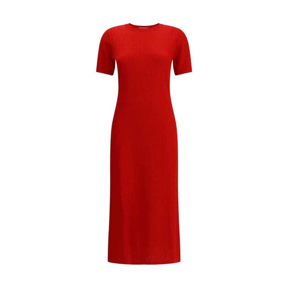 Red Cotton Casual Dress Dress Fendi