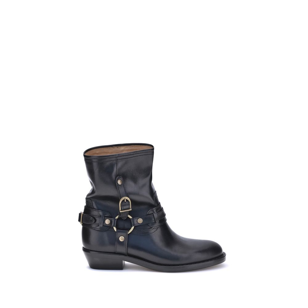 Black Calf Leather Bos Taurus Ankle Boots Shoes Isabel Marant