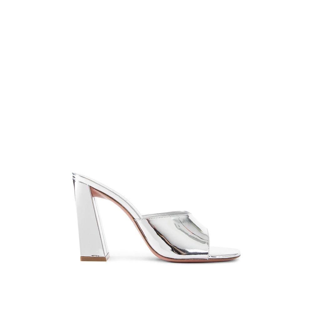 Silver Calfskin Mules Shoes Amina Muaddi