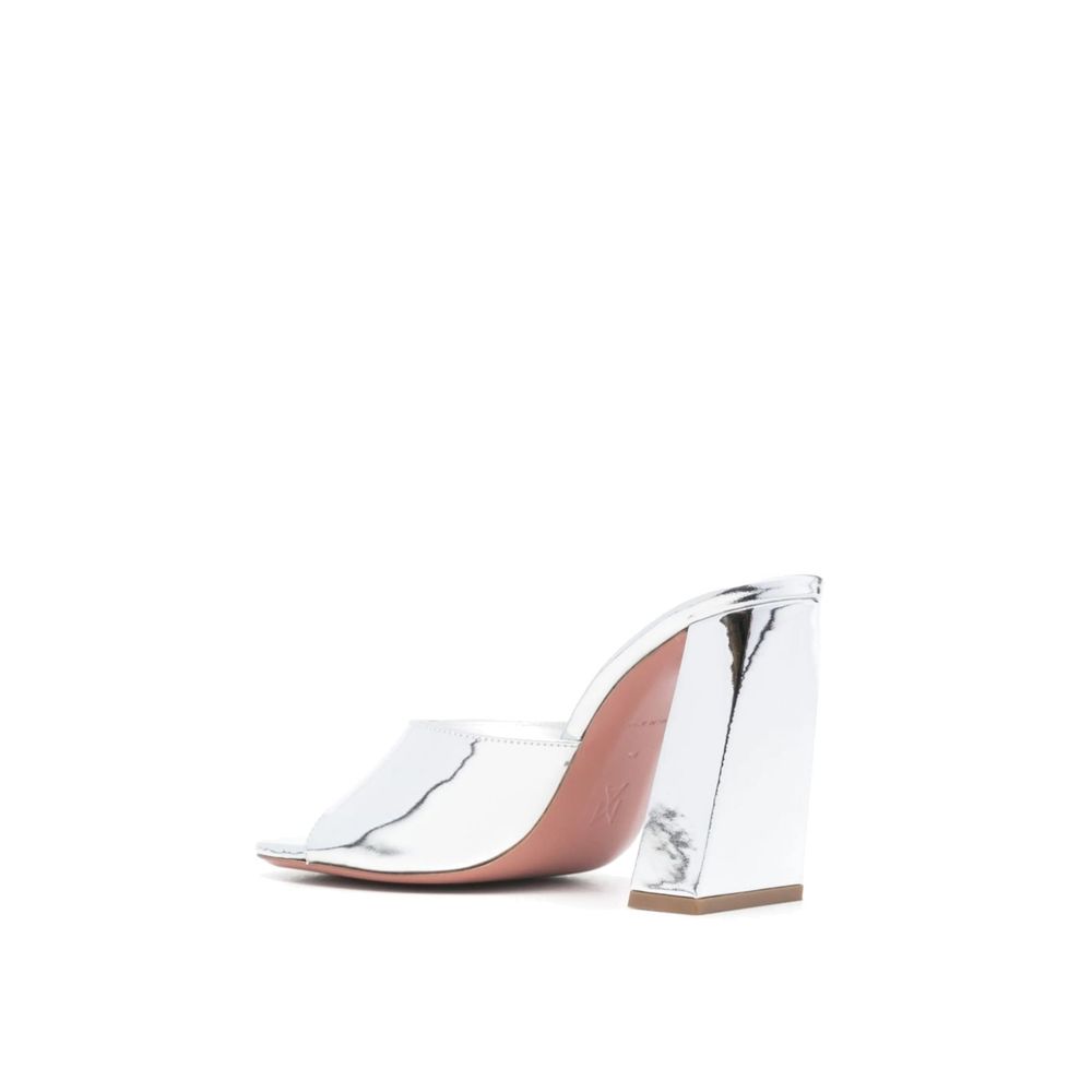 Silver Calfskin Mules Shoes Amina Muaddi