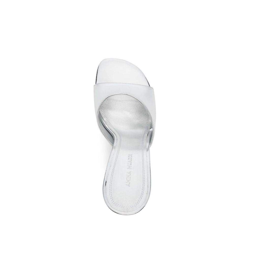 Silver Calfskin Mules Shoes Amina Muaddi