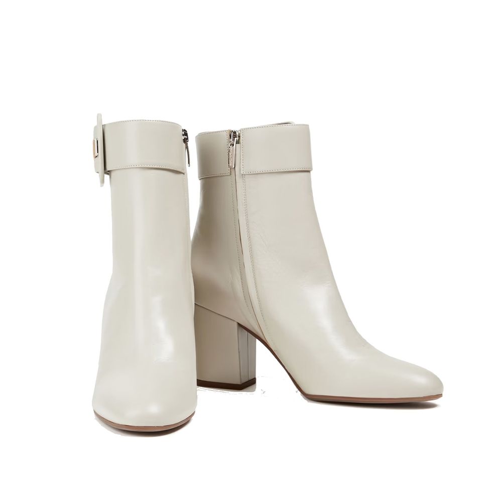 White Lamb Leather Ankle Boots Shoes Sergio Rossi