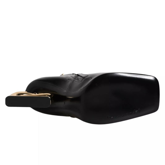 Black Jackie Leather Mid Calf Boots Shoes Shoes Dolce & Gabbana