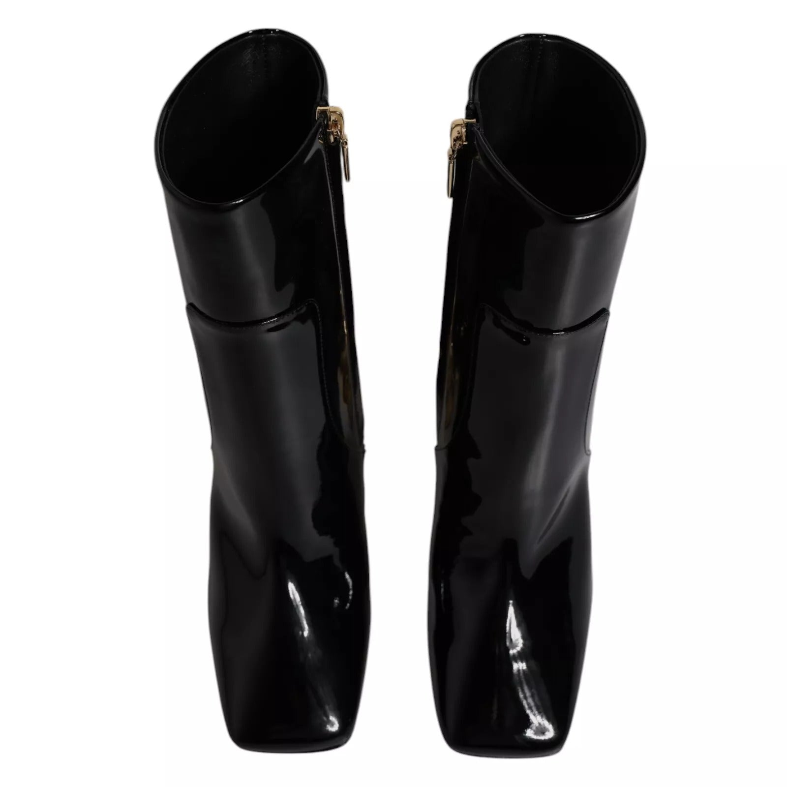 Black Jackie Leather Mid Calf Boots Shoes Shoes Dolce & Gabbana