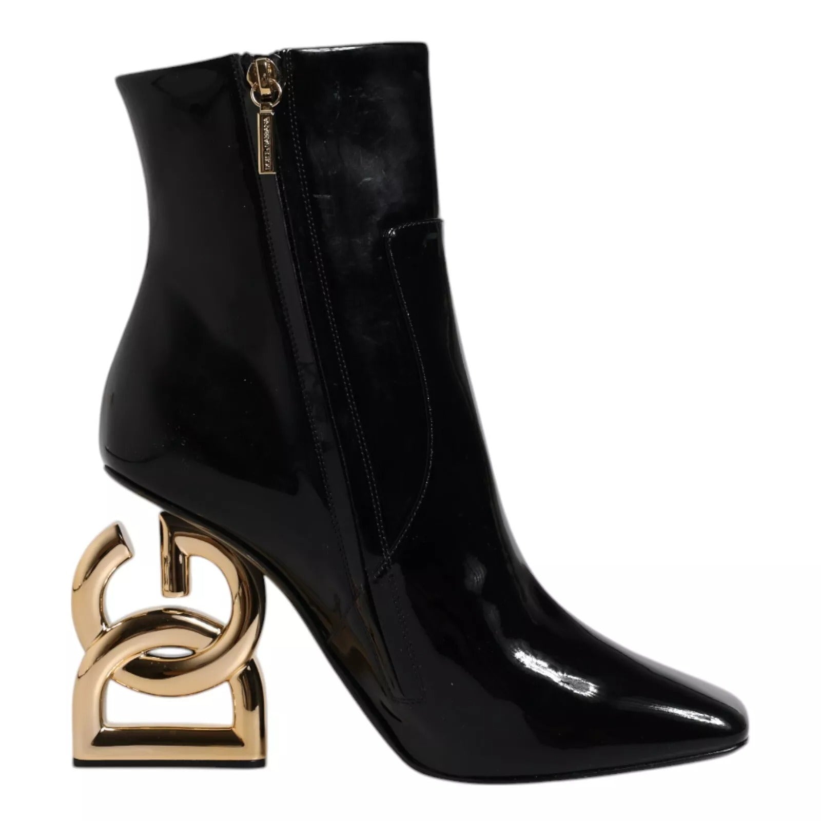 Black Jackie Leather Mid Calf Boots Shoes Shoes Dolce & Gabbana