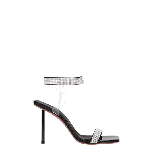 Black Crystals Stiletto Heel Sandals Shoes Amina Muaddi
