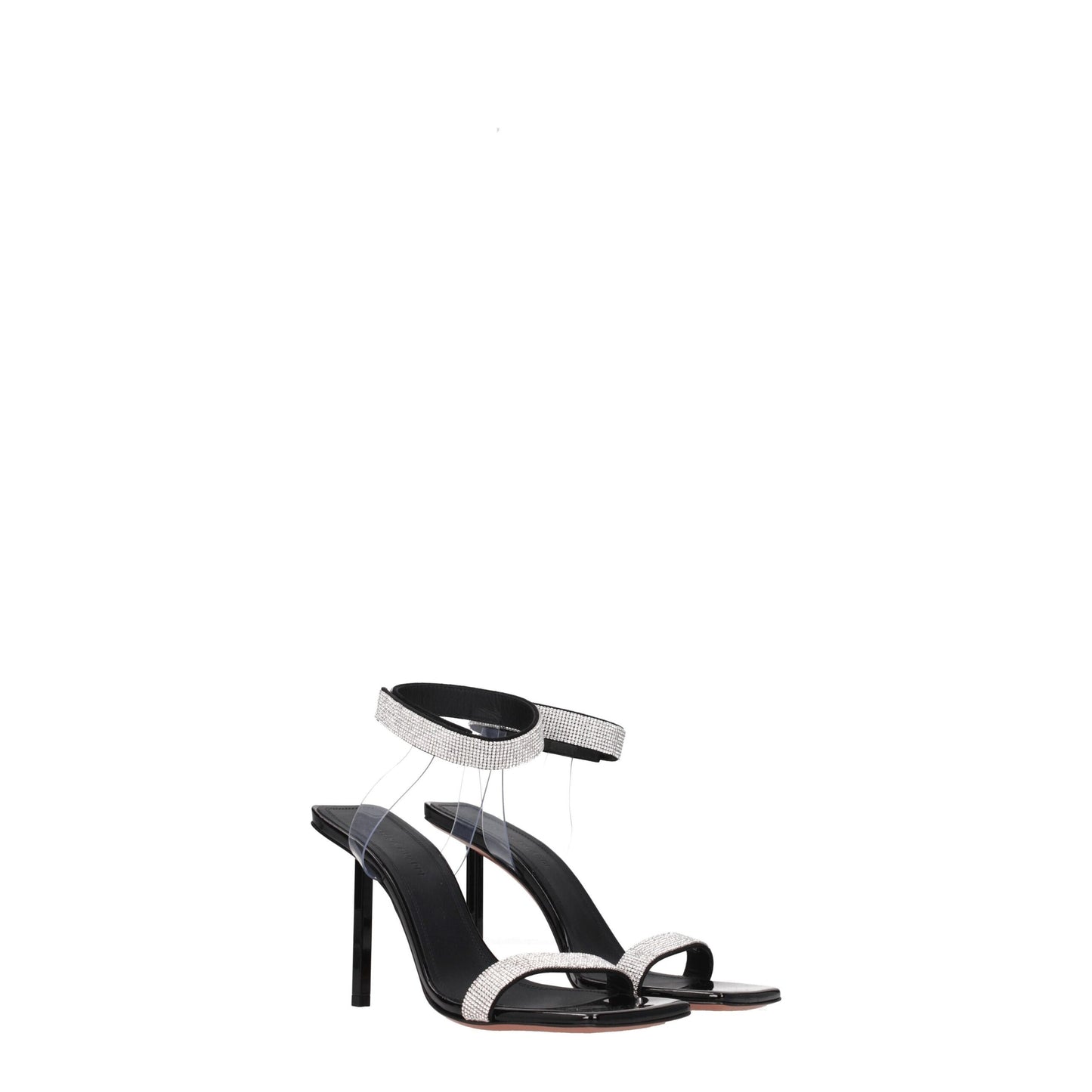 Black Crystals Stiletto Heel Sandals Shoes Amina Muaddi