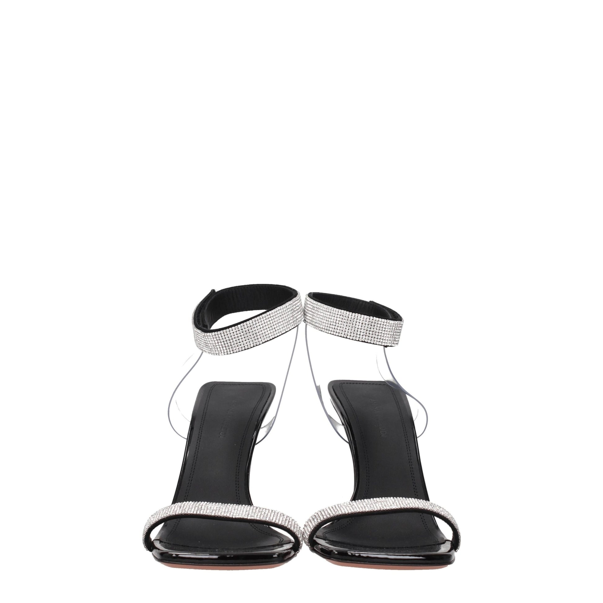 Black Crystals Stiletto Heel Sandals Shoes Amina Muaddi