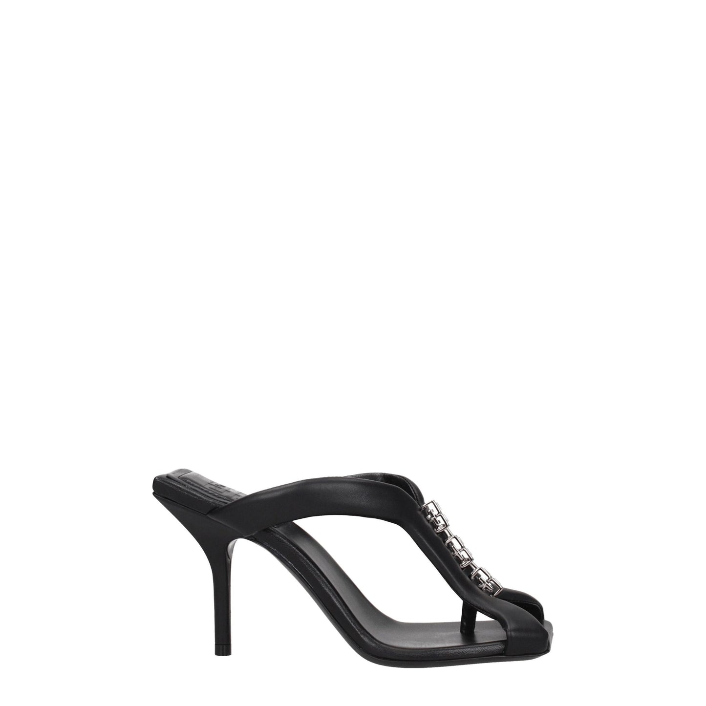 Black Leather Stiletto Heel Sandals Shoes Givenchy