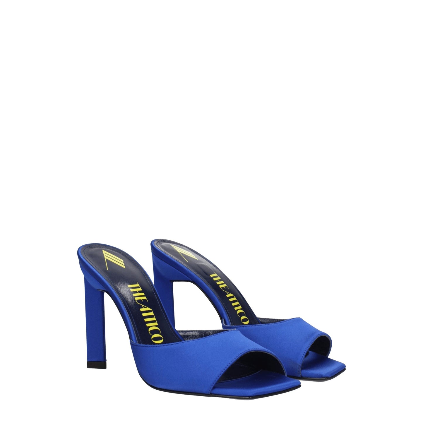 Blue Satin Stiletto Heel Sandals Shoes The Attico