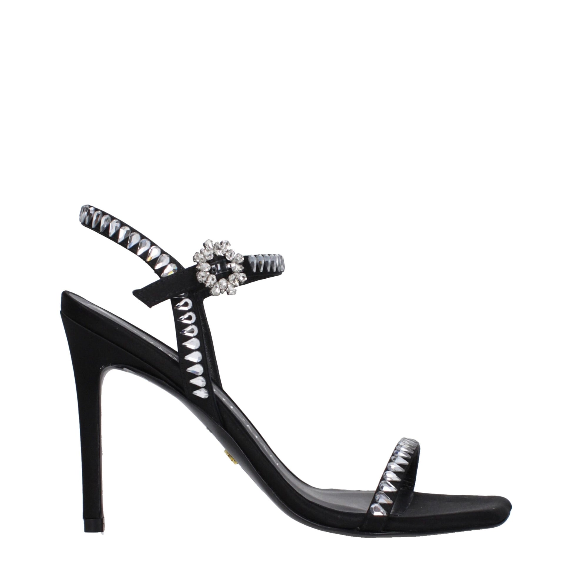 Black Satin Stiletto Heel Sandals Shoes Stuart Weitzman