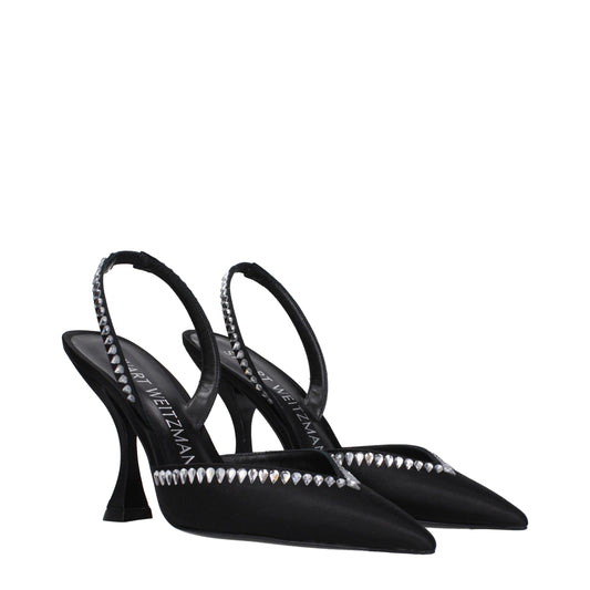 Black Satin Stiletto Heel Sandals Shoes Stuart Weitzman