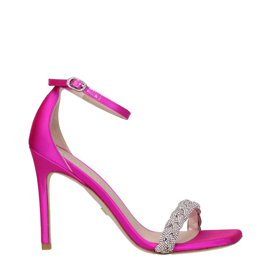 Pink Satin Stiletto Heel Sandals Shoes Stuart Weitzman