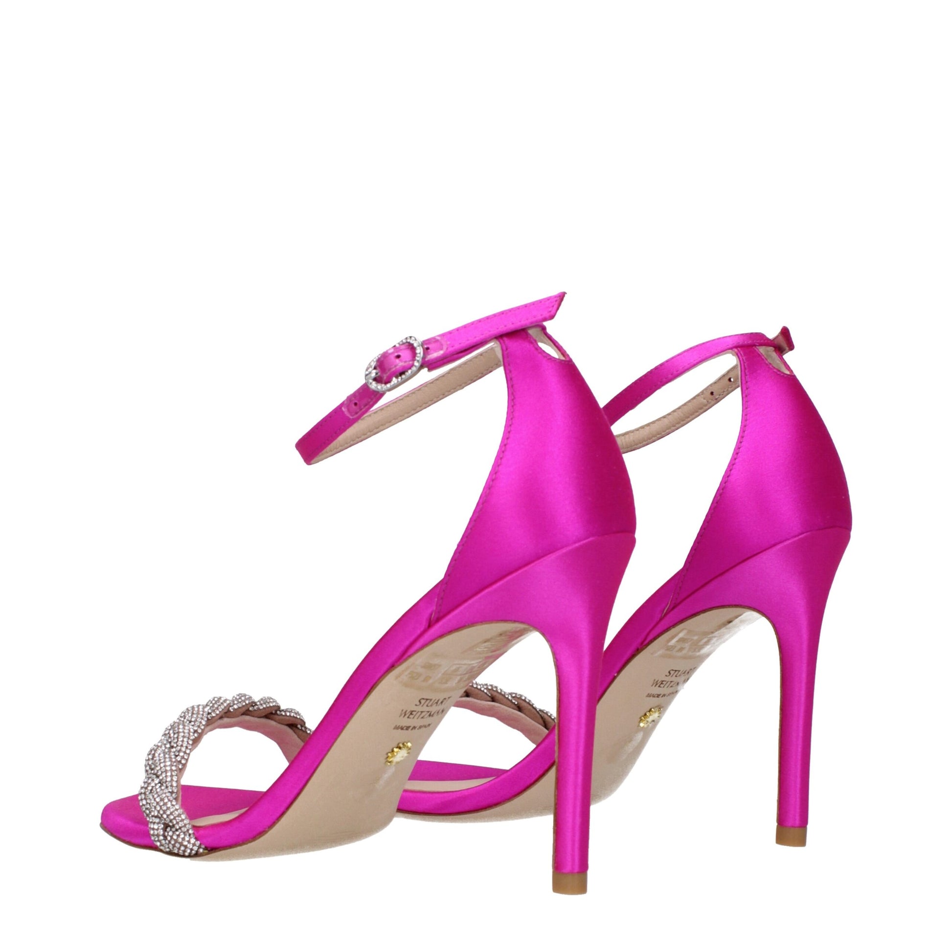 Pink Satin Stiletto Heel Sandals Shoes Stuart Weitzman